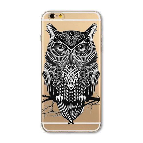 Phone Case For Apple iPhone 6 6S 6Plus 6s Plus 4 4S 5 5S SE Soft TPU Silicon Transparent Cover Cute Cat Owl Animal Phone Cases