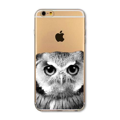 Phone Case For Apple iPhone 6 6S 6Plus 6s Plus 4 4S 5 5S SE Soft TPU Silicon Transparent Cover Cute Cat Owl Animal Phone Cases