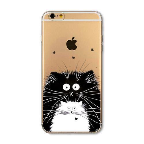 Phone Case For Apple iPhone 6 6S 6Plus 6s Plus 4 4S 5 5S SE Soft TPU Silicon Transparent Cover Cute Cat Owl Animal Phone Cases